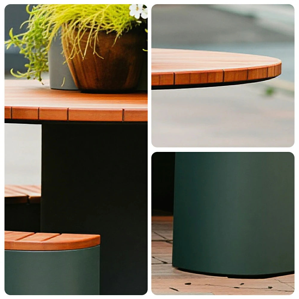 SOLARA Outdoor Planter Bench Integrated Flower Box Design Durable Iron Frame for Park Commercial Street Cafe Garden Spaces