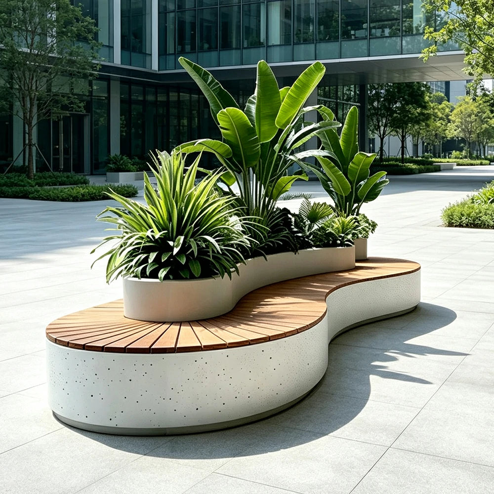 SOLARA Modern Planter Box Galvanised Sheet Design with Drainage Hole for School Commercial Street Park Garden Spaces