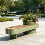 SOLARA Outdoor Planter Bench Integrated Flower Box Design Stable Iron Frame for Park Commercial Street Cafe Garden Spaces