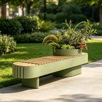 SOLARA Outdoor Planter Bench Integrated Flower Box Design Stable Iron Frame for Park Commercial Street Cafe Garden Spaces