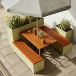 SOLARA Outdoor Planter Bench Integrated Flower Box Design Durable Iron Seating for Garden Patio Park Commercial Spaces
