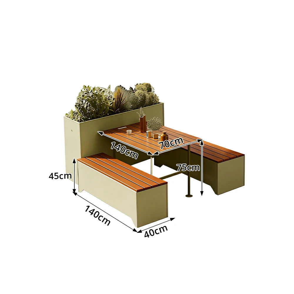 SOLARA Outdoor Planter Bench Integrated Flower Box Design Durable Iron Seating for Garden Patio Park Commercial Spaces