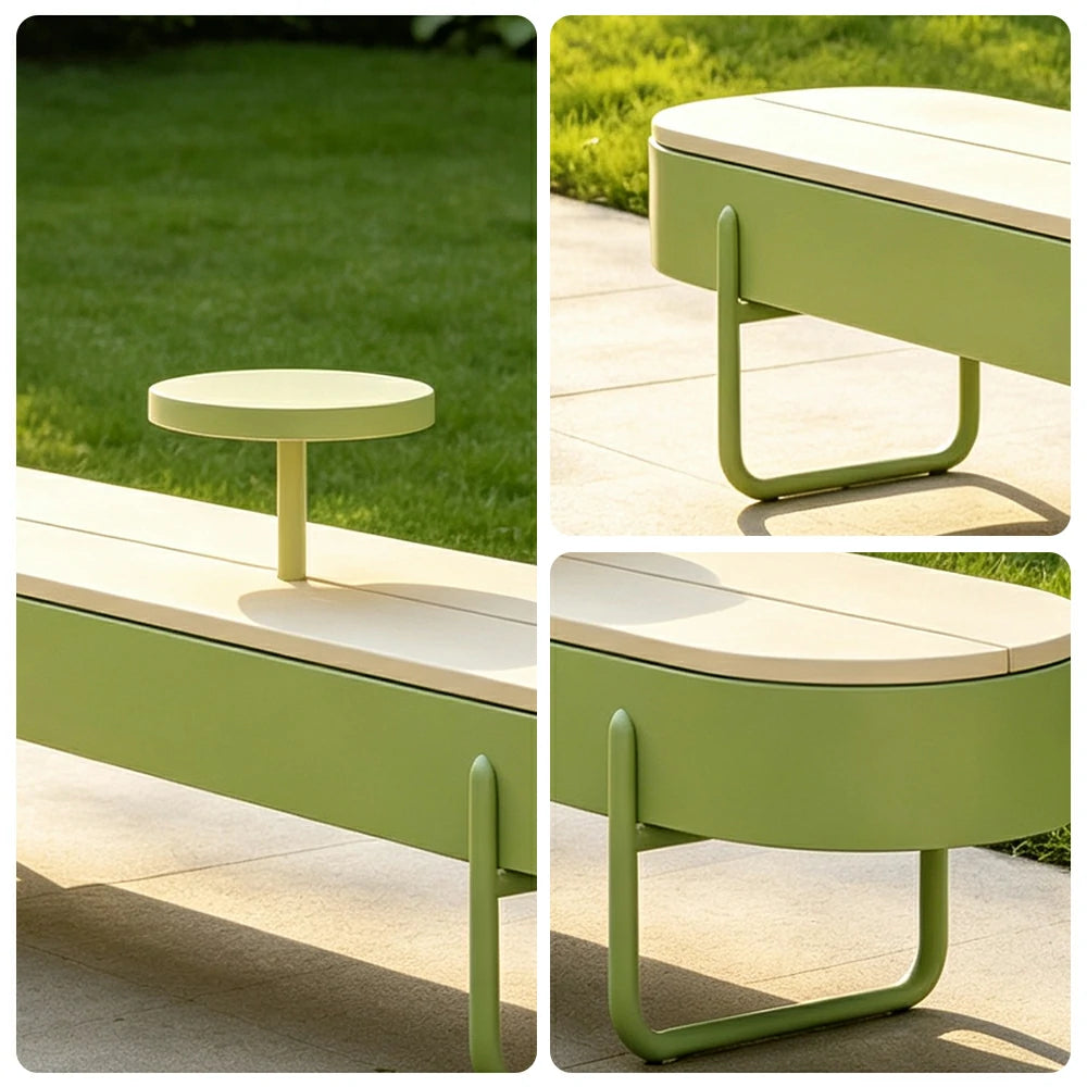 SOLARA Outdoor Park Bench Weather Resistant Iron Construction for Patio Garden Park Commercial Areas