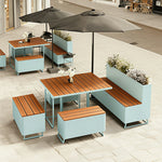 SOLARA Outdoor Planter Bench Integrated Iron Seating for Cafe Patio Park Plaza Commercial Spaces