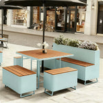 SOLARA Outdoor Planter Bench Integrated Iron Seating for Cafe Patio Park Plaza Commercial Spaces