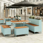 SOLARA Outdoor Planter Bench Integrated Iron Seating for Cafe Patio Park Plaza Commercial Spaces