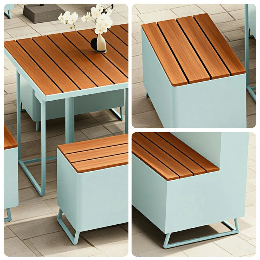 SOLARA Outdoor Planter Bench Integrated Iron Seating for Cafe Patio Park Plaza Commercial Spaces
