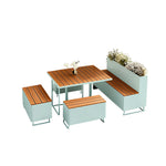 SOLARA Outdoor Planter Bench Integrated Iron Seating for Cafe Patio Park Plaza Commercial Spaces
