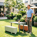 SOLARA Iron Bench Stable Outdoor Seating for Courtyard Cafe Park Plaza Public Areas