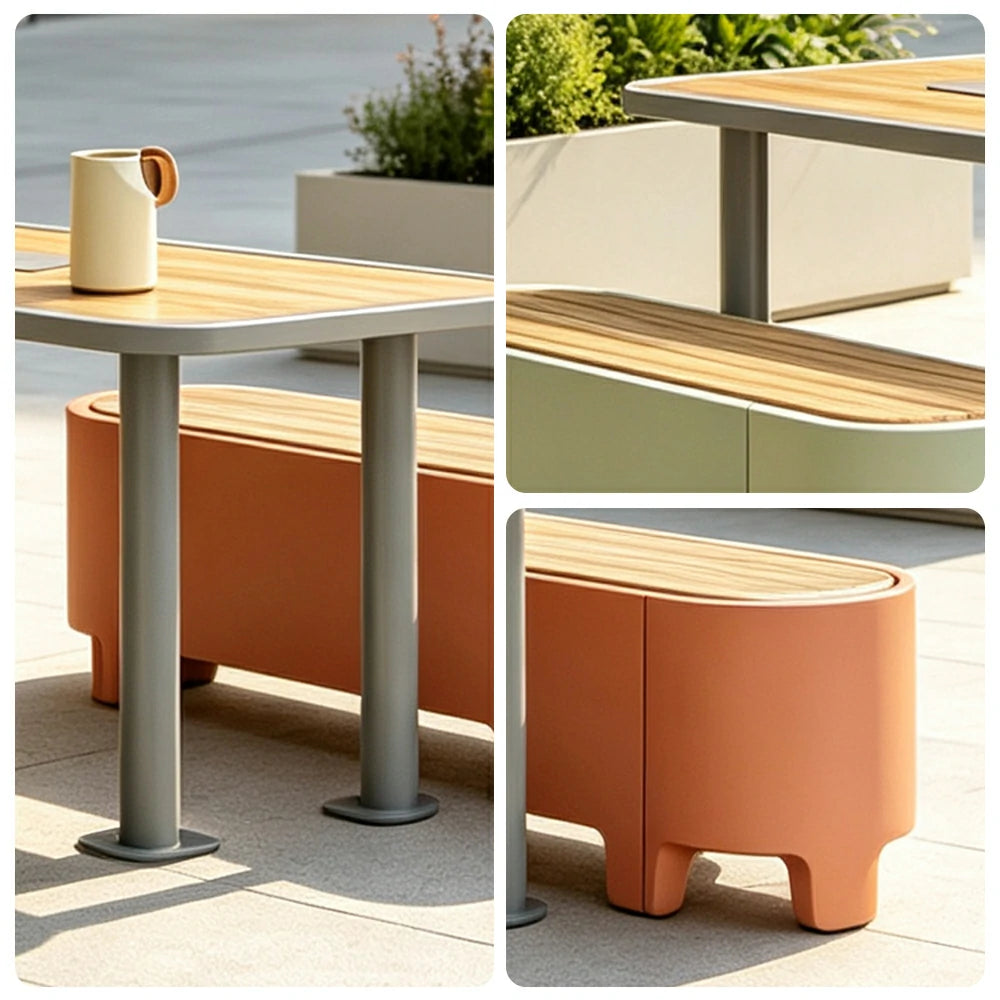 SOLARA Iron Bench Stable Outdoor Seating for Courtyard Cafe Park Plaza Public Areas