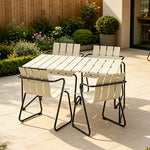 SOLARA Nordic Outdoor Dining Set Aluminium Table with 4 Stackable Chairs for Patio Garden Cafe Balcony