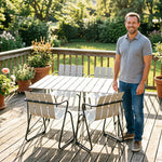 SOLARA Nordic Outdoor Dining Set Aluminium Table with 4 Stackable Chairs for Patio Garden Cafe Balcony