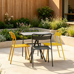 SOLARA European Outdoor Bistro Set Iron Table with Stackable Chairs for Patio Garden Cafe Balcony