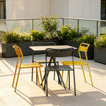SOLARA European Outdoor Bistro Set Iron Table with Stackable Chairs for Patio Garden Cafe Balcony