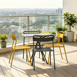 SOLARA European Outdoor Bistro Set Iron Table with Stackable Chairs for Patio Garden Cafe Balcony