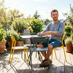 SOLARA European Outdoor Bistro Set Iron Table with Stackable Chairs for Patio Garden Cafe Balcony