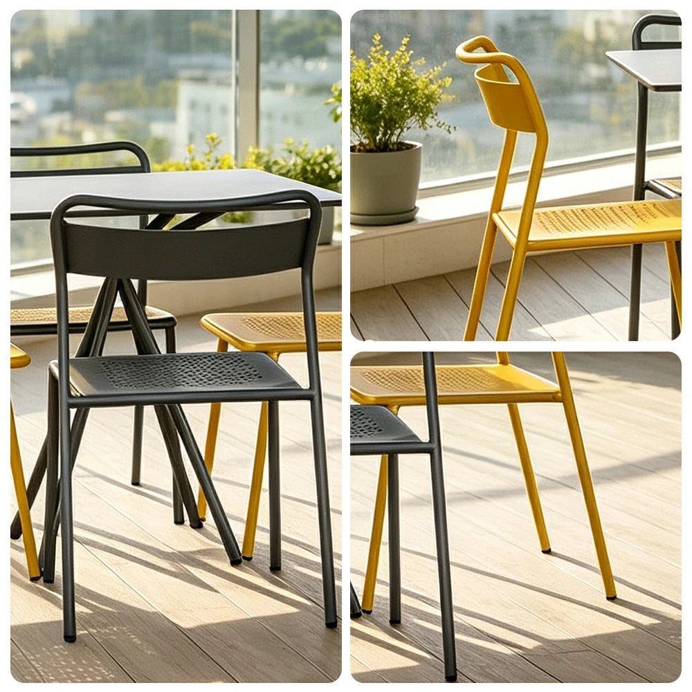 SOLARA European Outdoor Bistro Set Iron Table with Stackable Chairs for Patio Garden Cafe Balcony