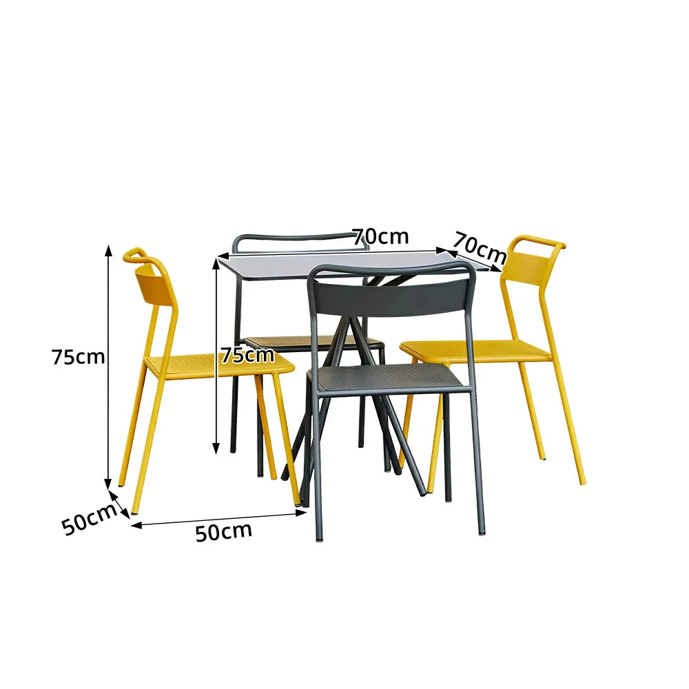 SOLARA European Outdoor Bistro Set Iron Table with Stackable Chairs for Patio Garden Cafe Balcony