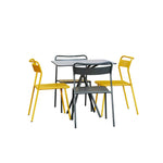 SOLARA European Outdoor Bistro Set Iron Table with Stackable Chairs for Patio Garden Cafe Balcony