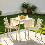SOLARA Nordic Outdoor Square Dining Set Iron Square Table with Stackable Chairs for Patio Cafe Garden Balcony