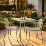 SOLARA Nordic Outdoor Square Dining Set Iron Square Table with Stackable Chairs for Patio Cafe Garden Balcony