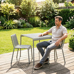 SOLARA Nordic Outdoor Square Dining Set Iron Square Table with Stackable Chairs for Patio Cafe Garden Balcony
