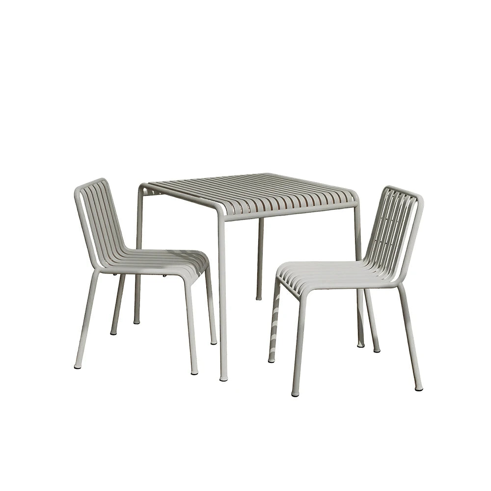 SOLARA Nordic Outdoor Square Dining Set Iron Square Table with Stackable Chairs for Patio Cafe Garden Balcony