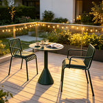 SOLARA Nordic Outdoor Round Dining Set Iron Round Table with Stackable Chairs for Patio Cafe Garden Balcony