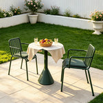 SOLARA Nordic Outdoor Round Dining Set Iron Round Table with Stackable Chairs for Patio Cafe Garden Balcony