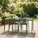 SOLARA Iron Outdoor Square Bistro Set Painted Square Table with Stackable Chairs for Courtyard Patio Cafe Restaurant
