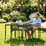 SOLARA Iron Outdoor Square Bistro Set Painted Square Table with Stackable Chairs for Courtyard Patio Cafe Restaurant