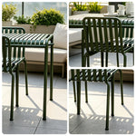 SOLARA Iron Outdoor Square Bistro Set Painted Square Table with Stackable Chairs for Courtyard Patio Cafe Restaurant