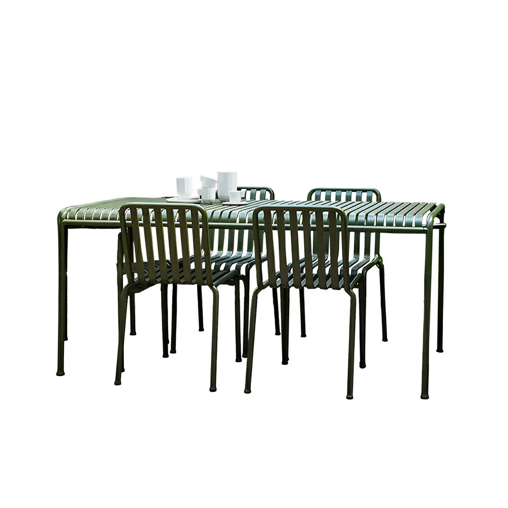 SOLARA Iron Outdoor Square Bistro Set Painted Square Table with Stackable Chairs for Courtyard Patio Cafe Restaurant