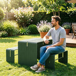 SOLARA Nordic Outdoor Table and Bench Set Aluminium Ribbed Design for Patio Garden Cafe Courtyard - Green
