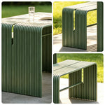 SOLARA Nordic Outdoor Table and Bench Set Aluminium Ribbed Design for Patio Garden Cafe Courtyard - Green