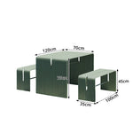 SOLARA Nordic Outdoor Table and Bench Set Aluminium Ribbed Design for Patio Garden Cafe Courtyard - Green
