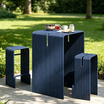 SOLARA Nordic Outdoor Table and Bench Set Aluminium Ribbed Design for Patio Garden Cafe Courtyard - Blue