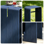 SOLARA Nordic Outdoor Table and Bench Set Aluminium Ribbed Design for Patio Garden Cafe Courtyard - Blue