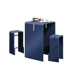SOLARA Nordic Outdoor Table and Bench Set Aluminium Ribbed Design for Patio Garden Cafe Courtyard - Blue