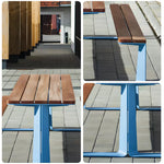 SOLARA Outdoor Table and Bench Set Modern Geometric Design Wood Plastic Composite for Patio Garden Park Courtyard