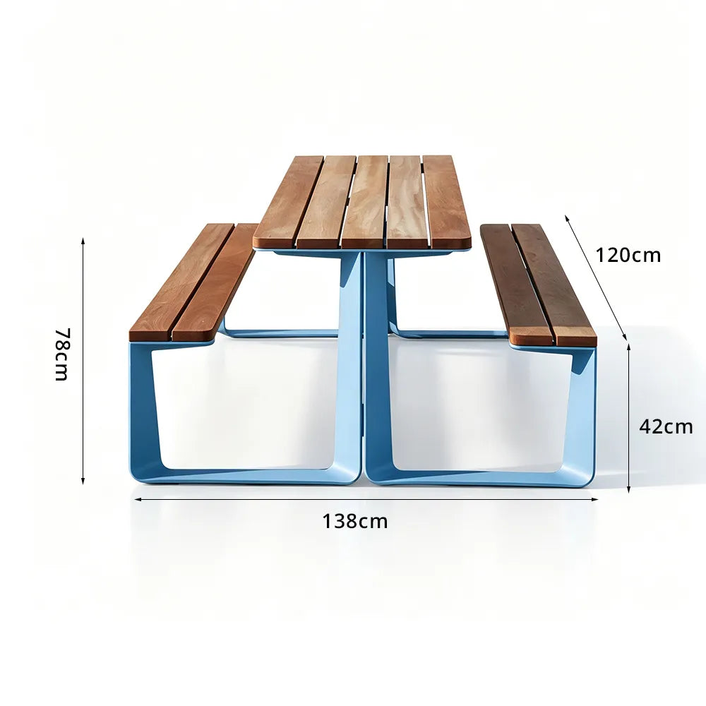 SOLARA Outdoor Table and Bench Set Modern Geometric Design Wood Plastic Composite for Patio Garden Park Courtyard