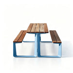 SOLARA Outdoor Table and Bench Set Modern Geometric Design Wood Plastic Composite for Patio Garden Park Courtyard
