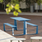 SOLARA Outdoor Table and Bench Set Modern Geometric Design Stainless Steel for Patio Garden Park Courtyard
