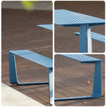 SOLARA Outdoor Table and Bench Set Modern Geometric Design Stainless Steel for Patio Garden Park Courtyard