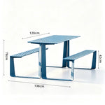 SOLARA Outdoor Table and Bench Set Modern Geometric Design Stainless Steel for Patio Garden Park Courtyard