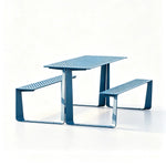 SOLARA Outdoor Table and Bench Set Modern Geometric Design Stainless Steel for Patio Garden Park Courtyard