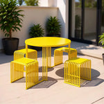 SOLARA Modern Outdoor Round Dining Set 1 Table 4 Chairs Metal Frame for Patio Balcony Courtyard Cafe