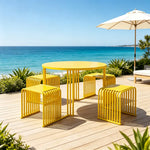 SOLARA Modern Outdoor Round Dining Set 1 Table 4 Chairs Metal Frame for Patio Balcony Courtyard Cafe