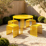 SOLARA Modern Outdoor Round Dining Set 1 Table 4 Chairs Metal Frame for Patio Balcony Courtyard Cafe