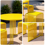 SOLARA Modern Outdoor Round Dining Set 1 Table 4 Chairs Metal Frame for Patio Balcony Courtyard Cafe